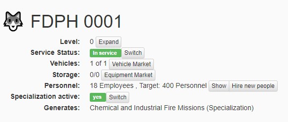 Station generating chemical and industrial fire missions